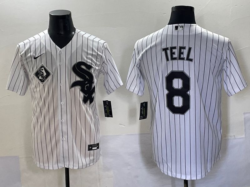 Men 2025 Chicago White Sox #8 Teel White Stripe Game Nike MLB Jersey style 4